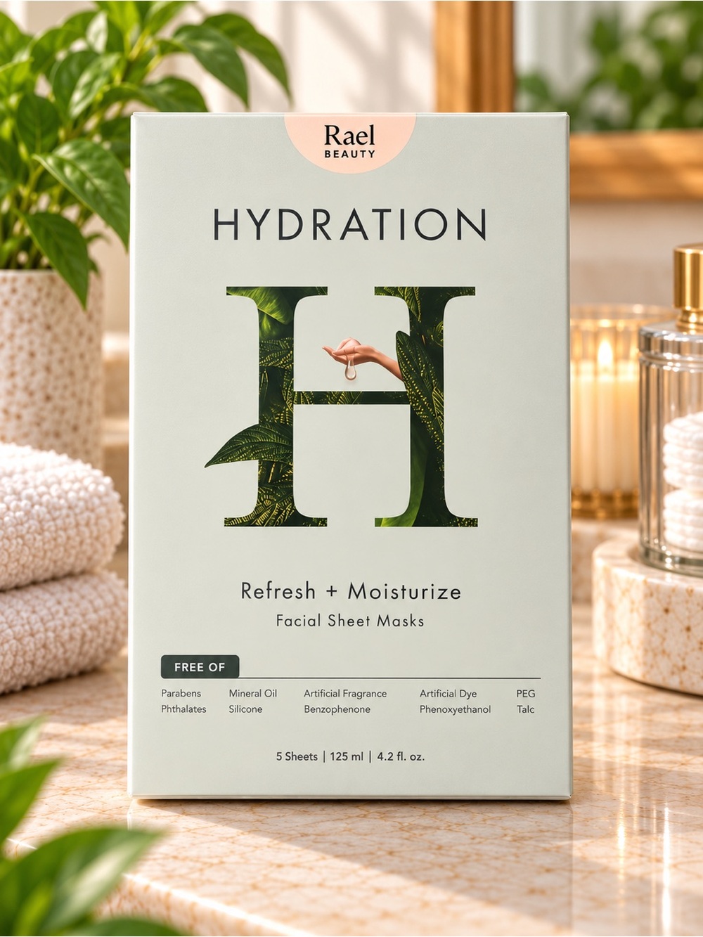 Rael Beauty Hydration Refresh + Moisturize Facial Sheet Masks 5 Count